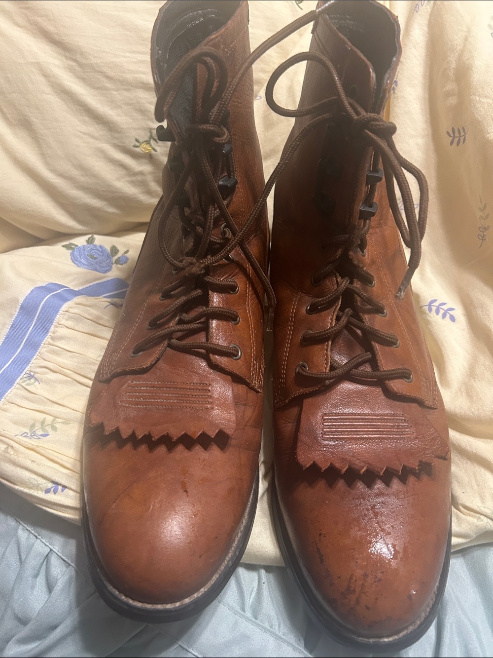Ariat Brown Leather Lace-Up Kiltie Boots